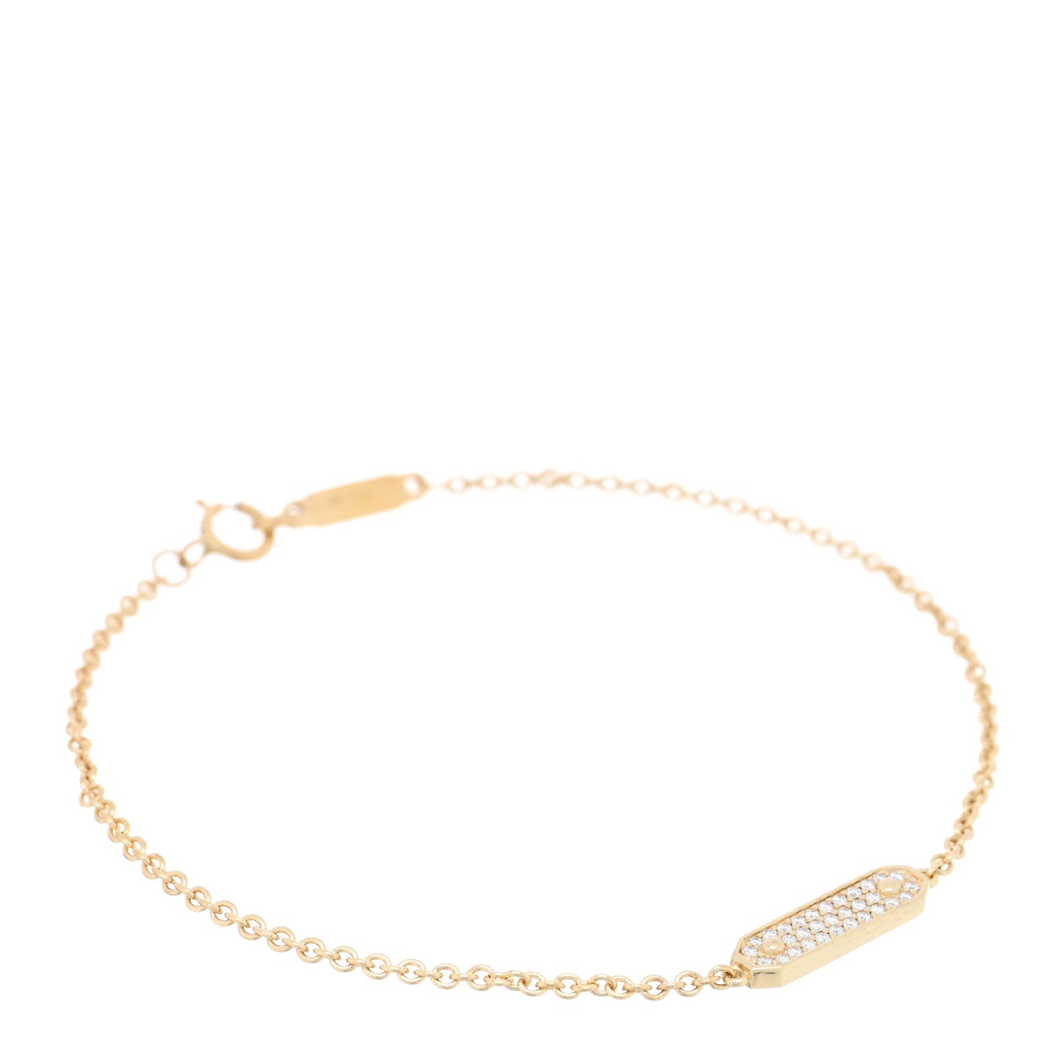Tiffany 18K Yellow Gold Diamond Tag Chain Bracelet 1 of 4