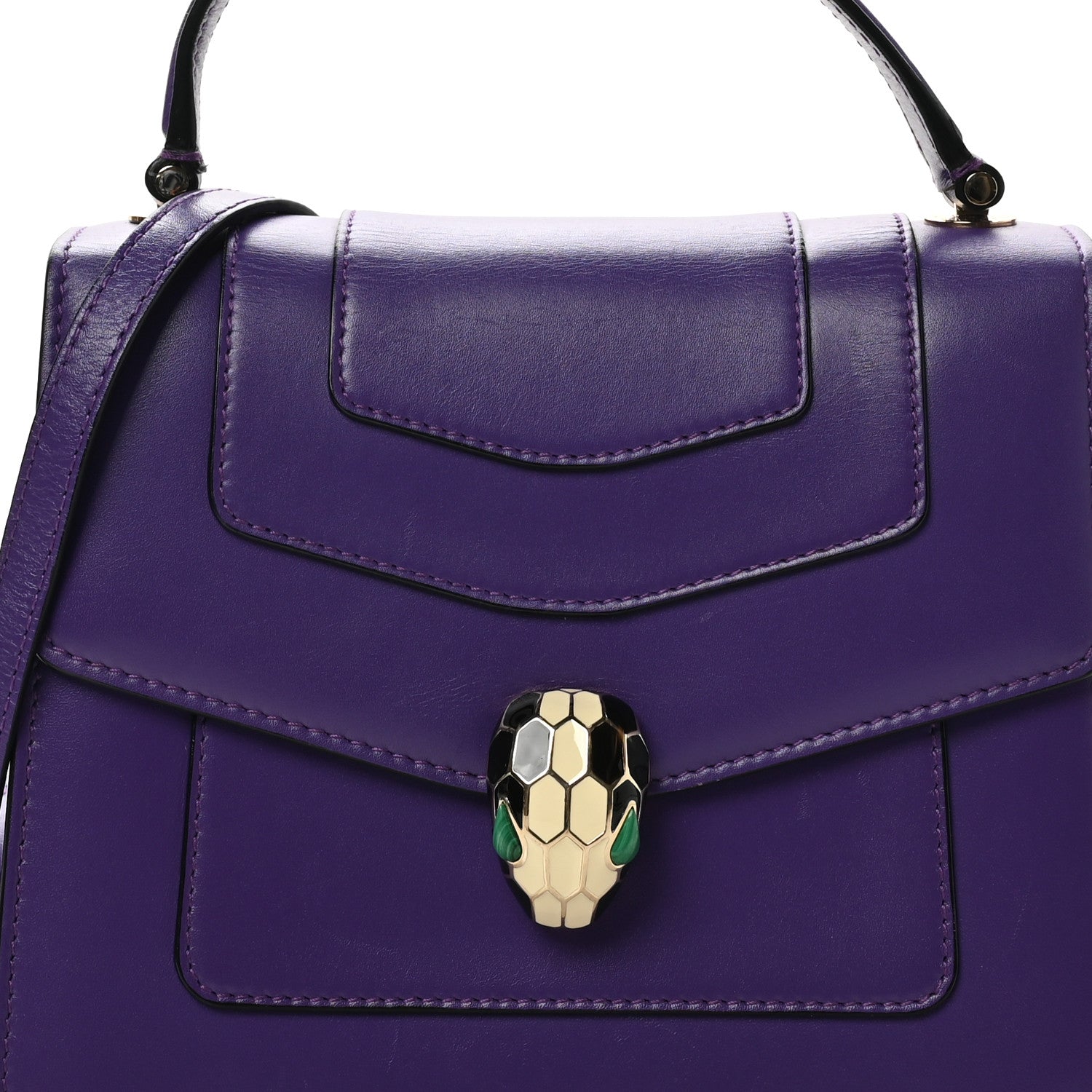 Bulgari Calfskin Serpenti Forever Top Handle Purple 13 of 17