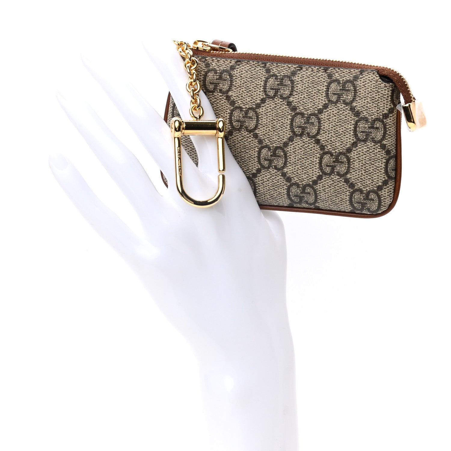 Gucci GG Supreme Monogram Key Case Beige Ebony Cuir 4 of 7
