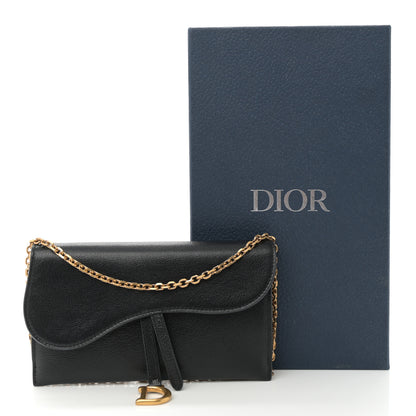 Christian Dior Goatskin Saddle Long Wallet With Chain Black 12 of 12