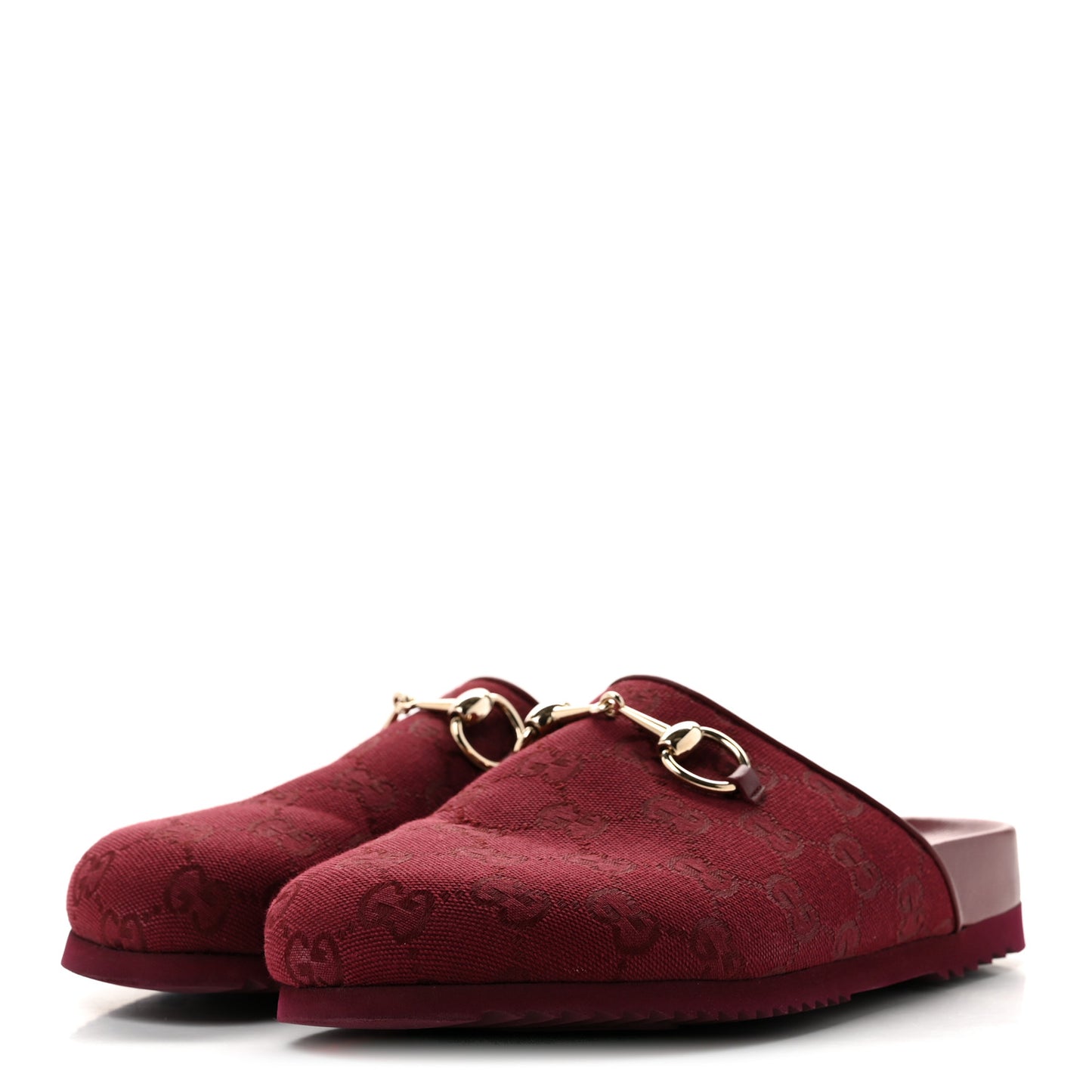 GG Supreme Monogram Womens Horsebit Slippers 36 Rosso Ancora