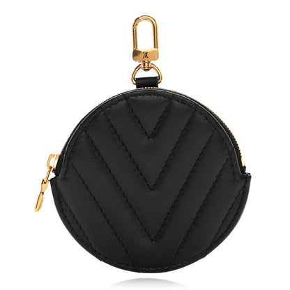 Louis Vuitton Calfskin New Wave Multi Pochette Round Coin Purse Black 1 of 8