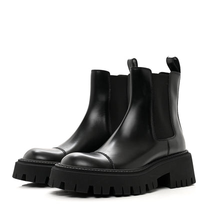Balenciaga Jive Smooth Calfskin Logo Embossed Womens Tractor 20mm Chelsea Boots 36 Black 3 of 8