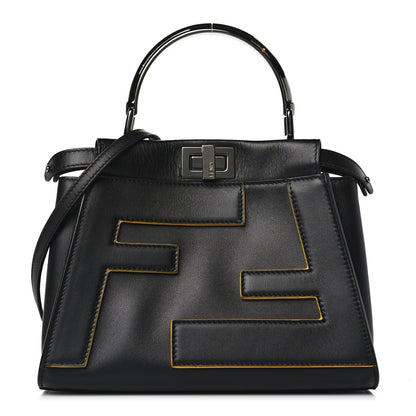 Fendi Nappa FF Mini Peekaboo Iconic Satchel Black Sunflower 1 of 8