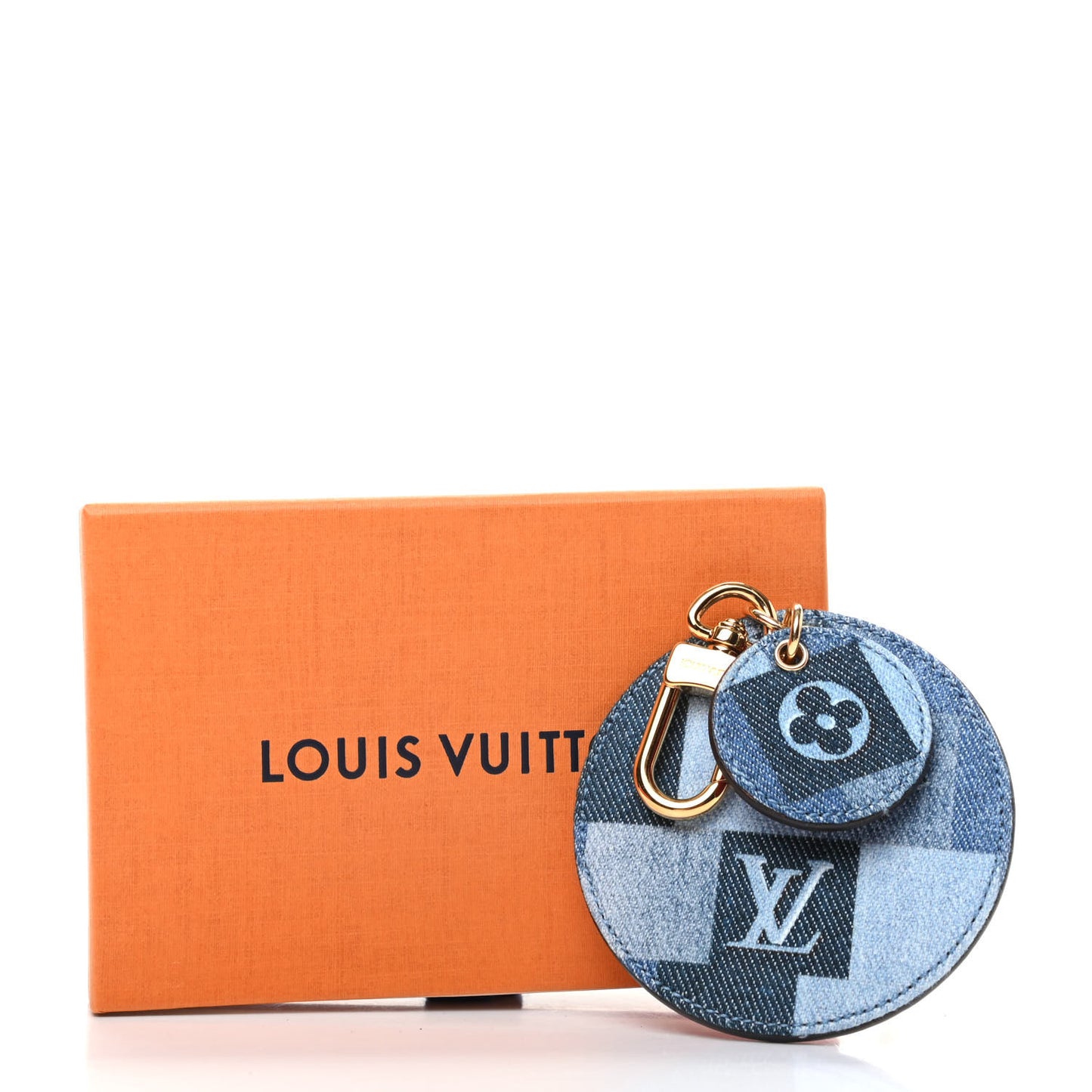 Denim Damier Monogram Patchwork Bag Charm Key Holder