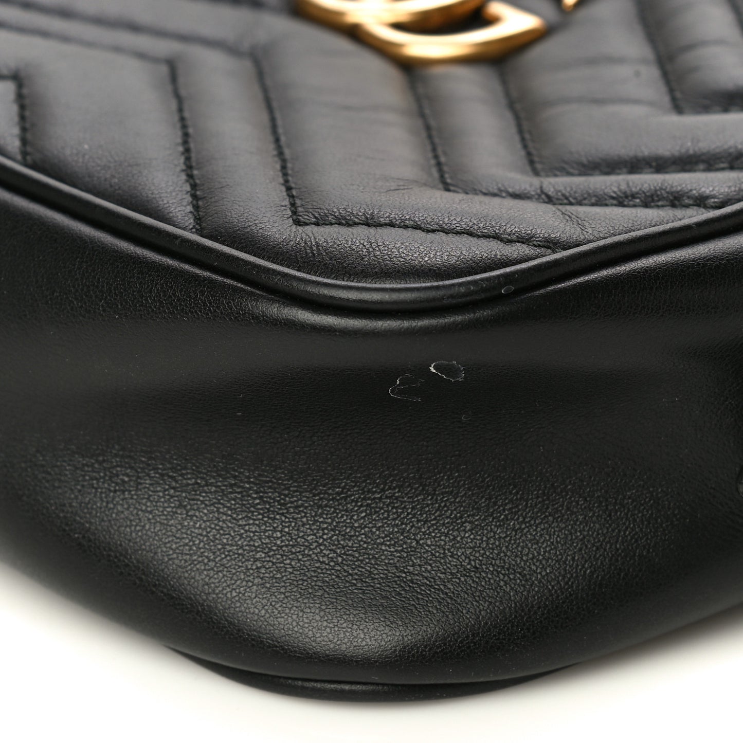 Calfskin Matelasse Mini GG Marmont Chain Shoulder Bag Black