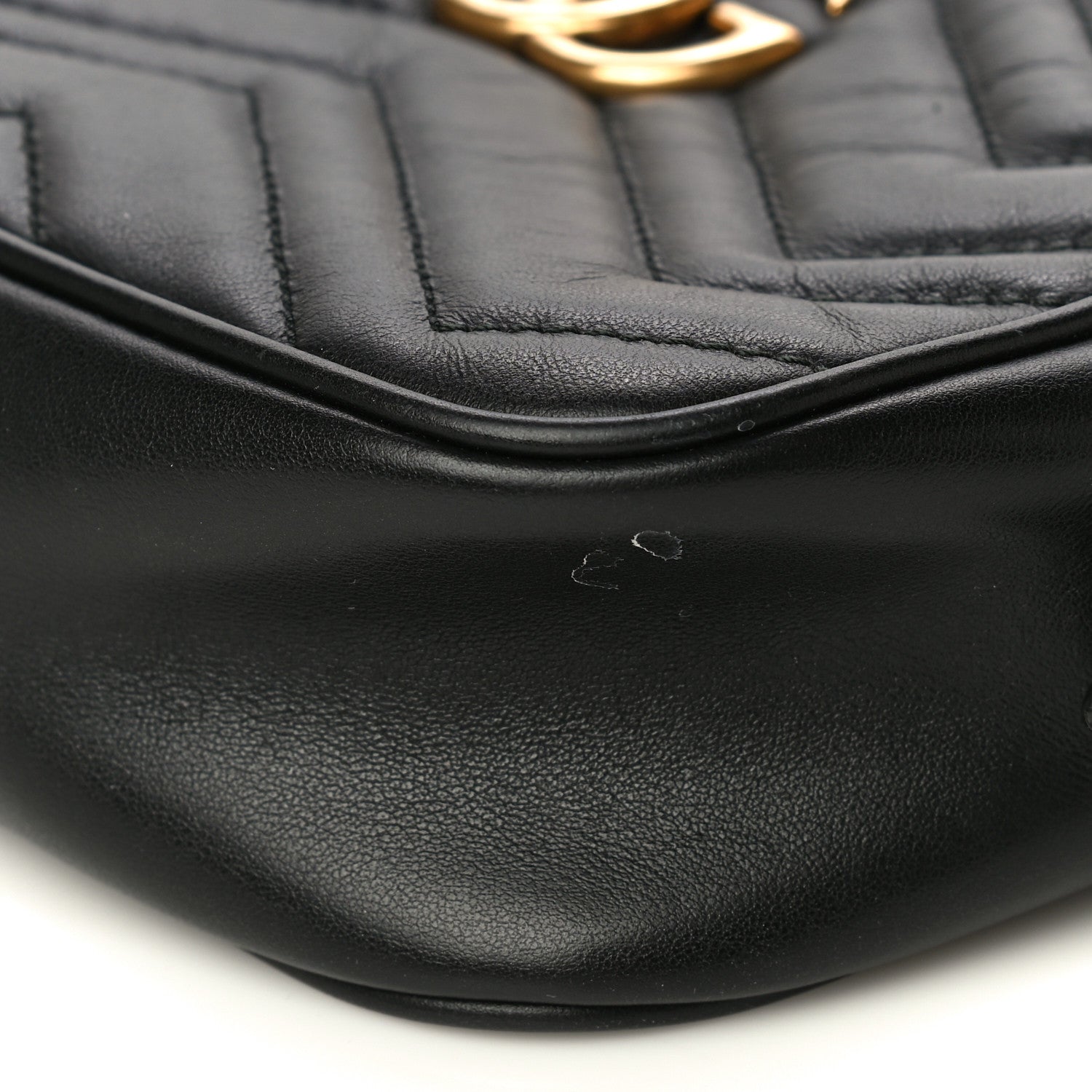 Gucci Calfskin Matelasse Mini GG Marmont Chain Shoulder Bag Black 9 of 17