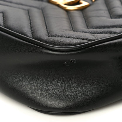 Gucci Calfskin Matelasse Mini GG Marmont Chain Shoulder Bag Black 9 of 17