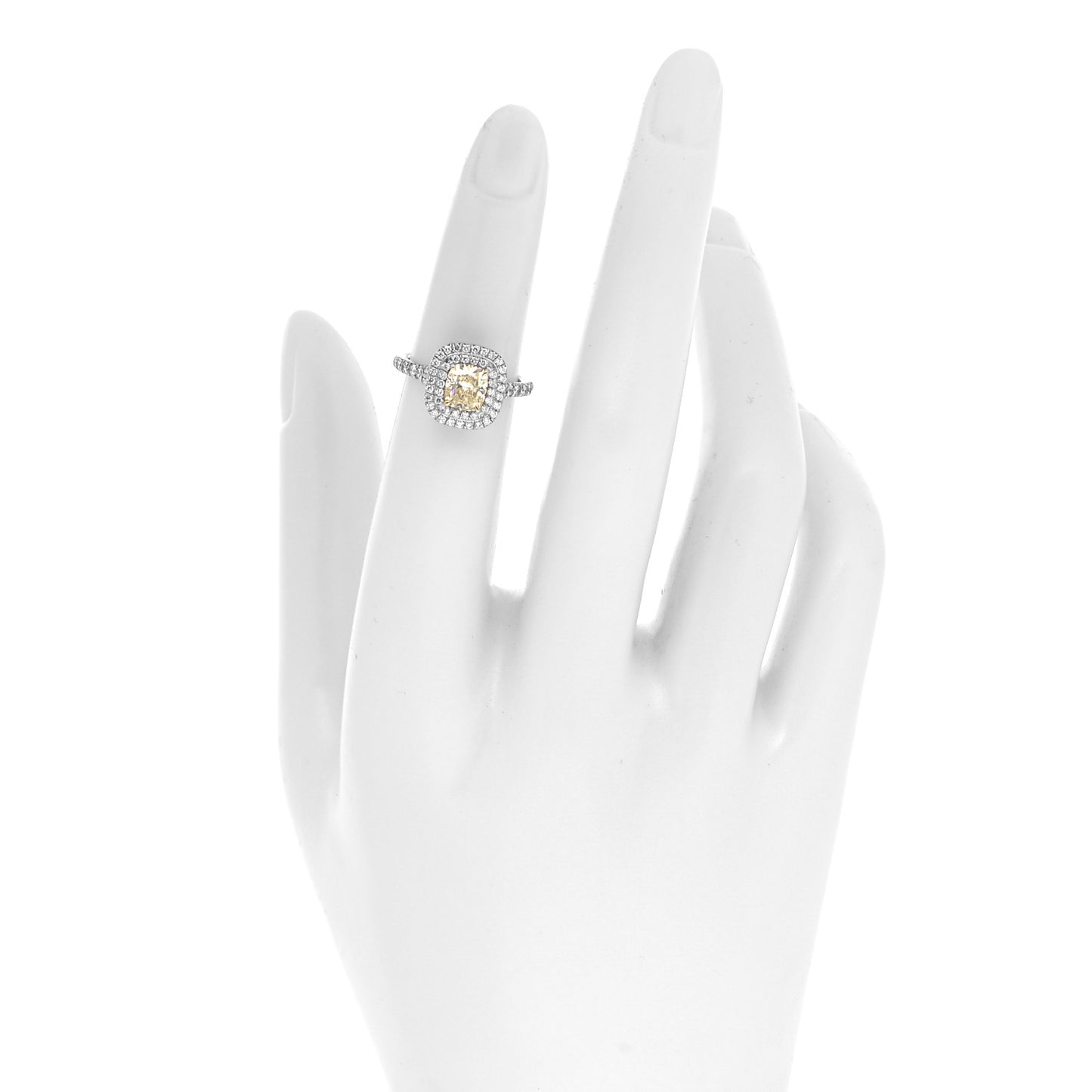 Platinum 18K Yellow Gold Yellow Diamond 1.10ct Soleste Cushion Cut Engagement Ring 47 4