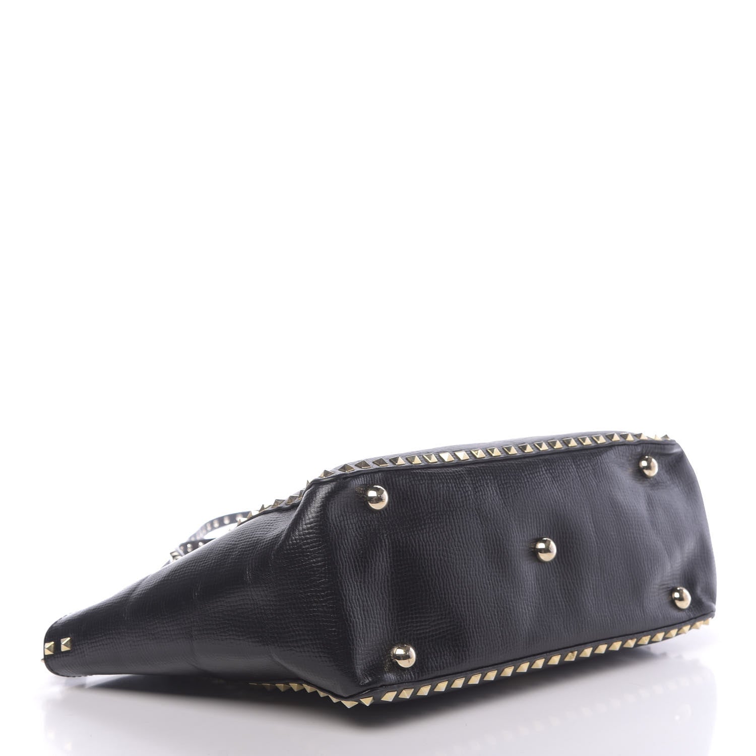 Valentino Garavani Textured Calfskin Medium Rockstud Tote Black 5 of 13
