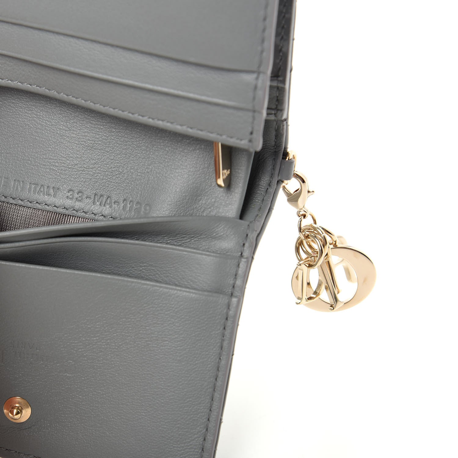 Christian Dior Patent Cannage Mini Lady Dior Wallet Gray Stone 7 of 8