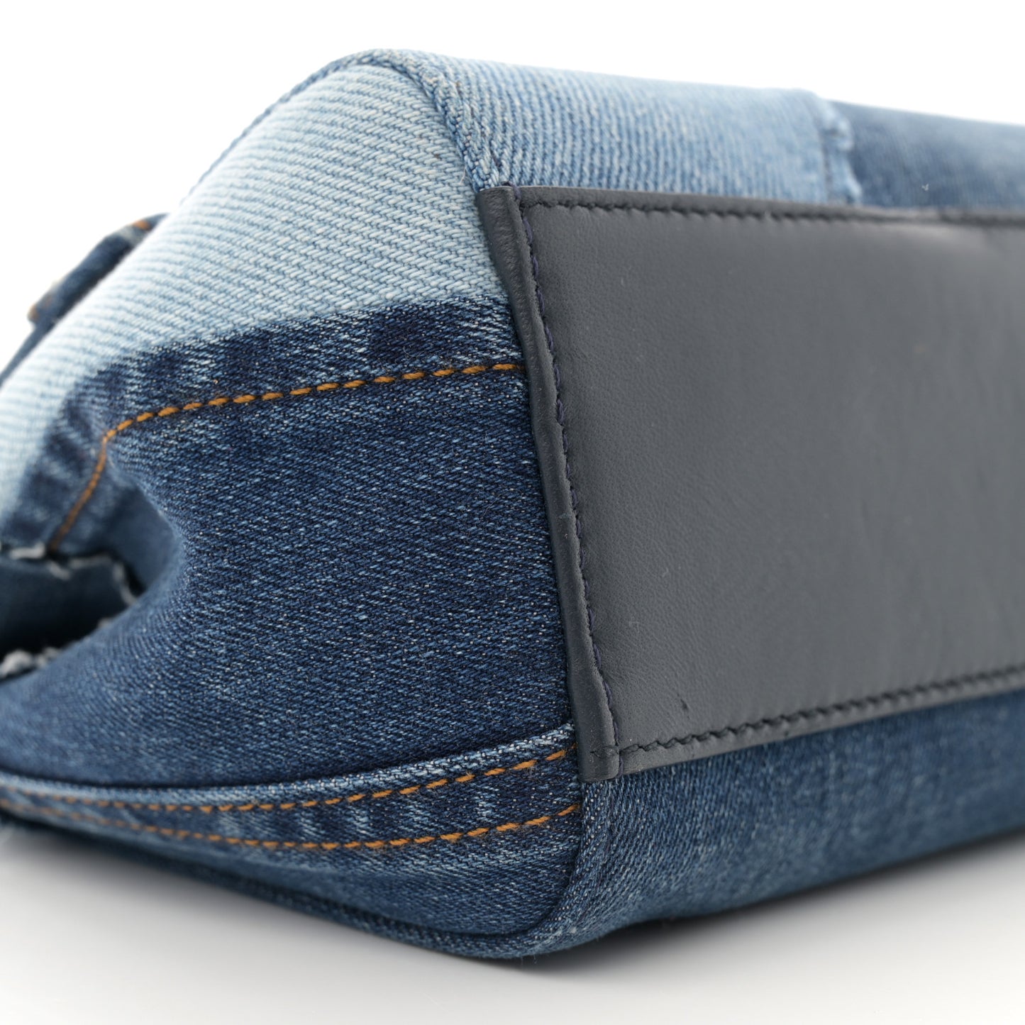 Calfskin Denim Patchwork Mini Miss Sicily Satchel Blue