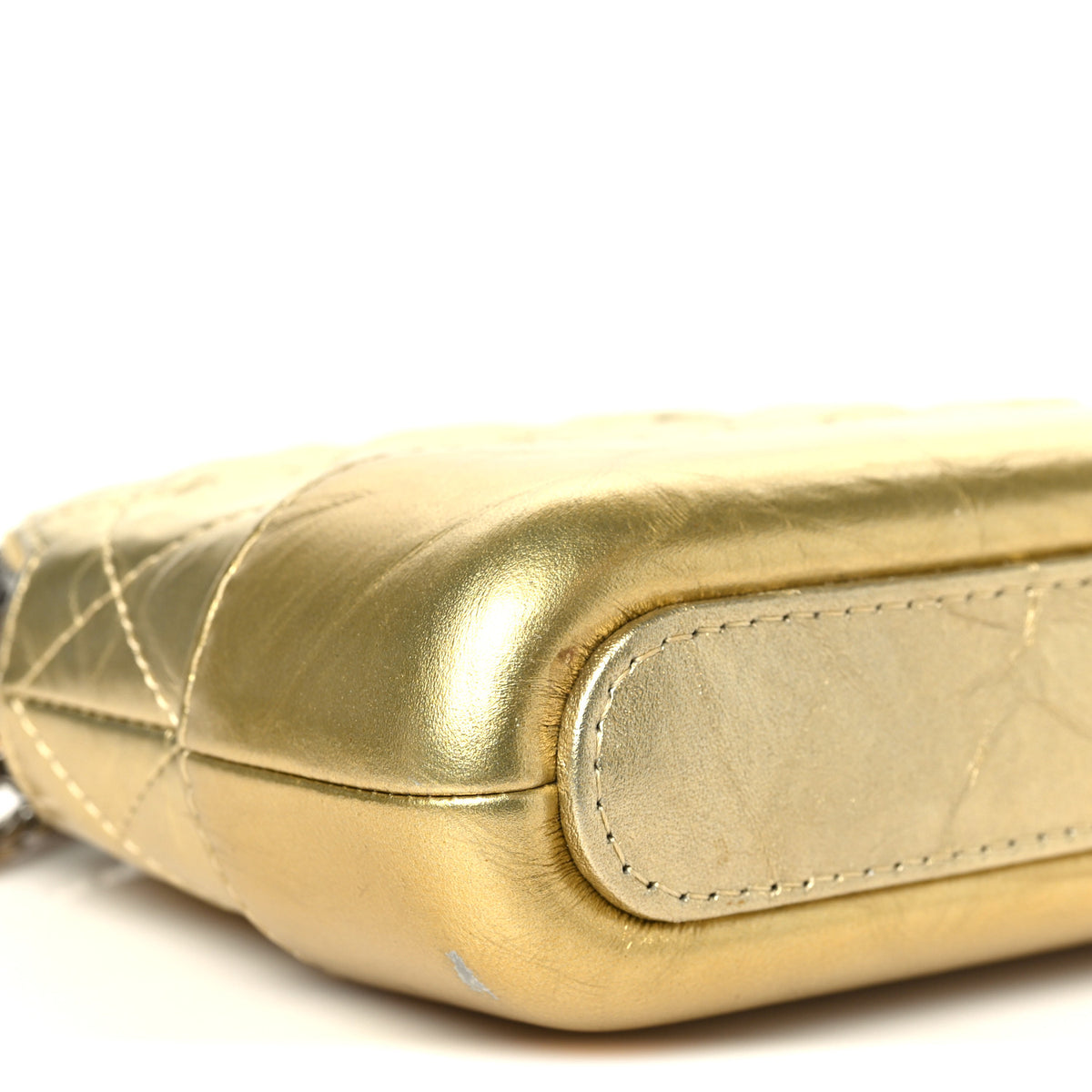 Chanel Metallic Aged Calfskin Quilted Small Gabrielle Clutch With Chain Gold 9 of 10