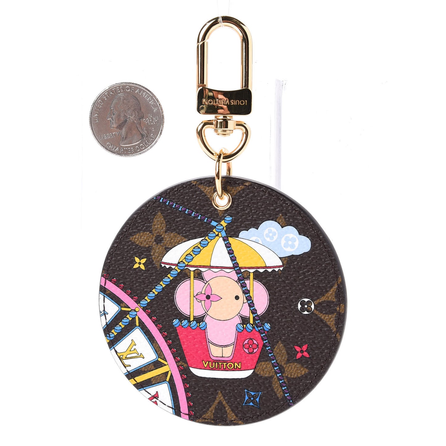 Monogram 2020 Christmas Animation Big Wheel Bag Charm Key Ring Rose Ballerine