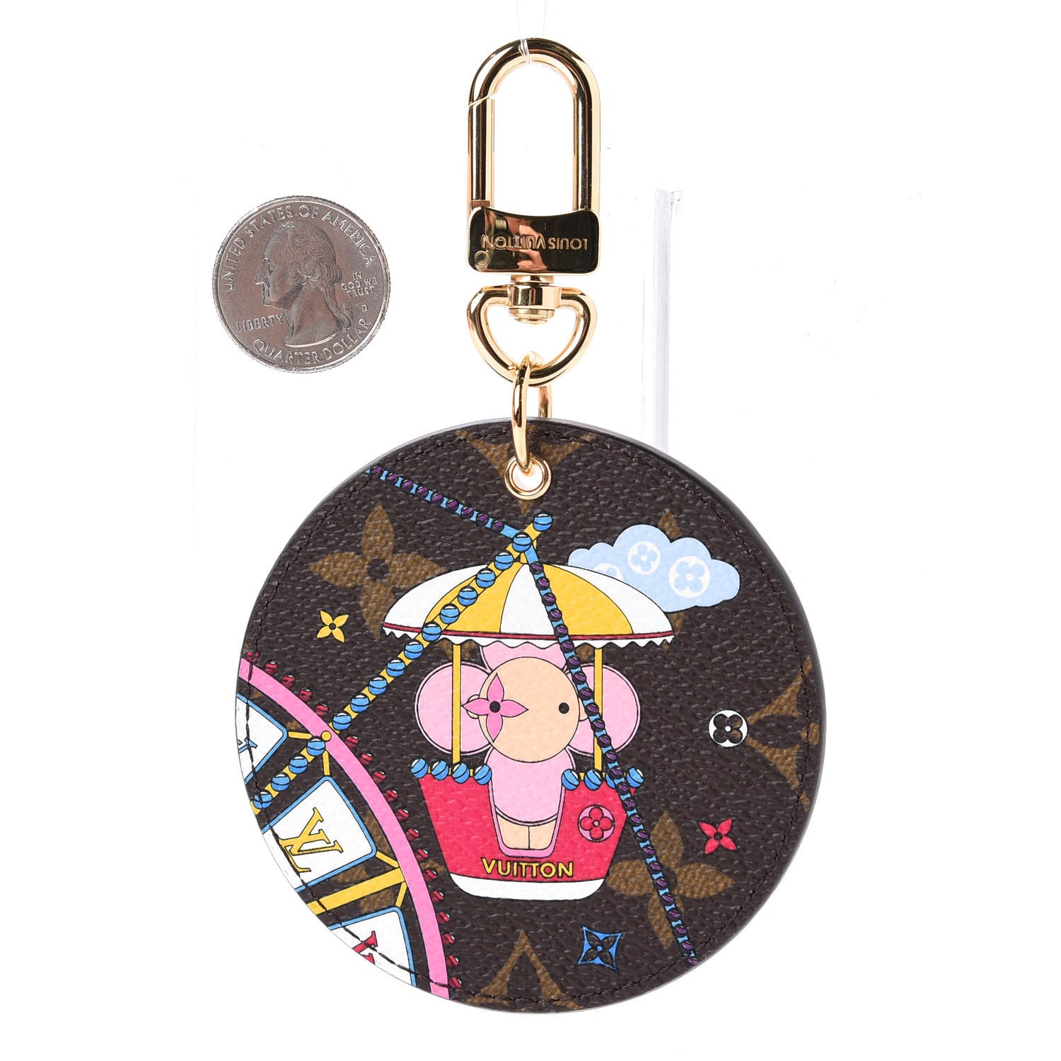 Louis Vuitton Monogram 2020 Christmas Animation Big Wheel Bag Charm Key Ring Rose Ballerine 3 of 6