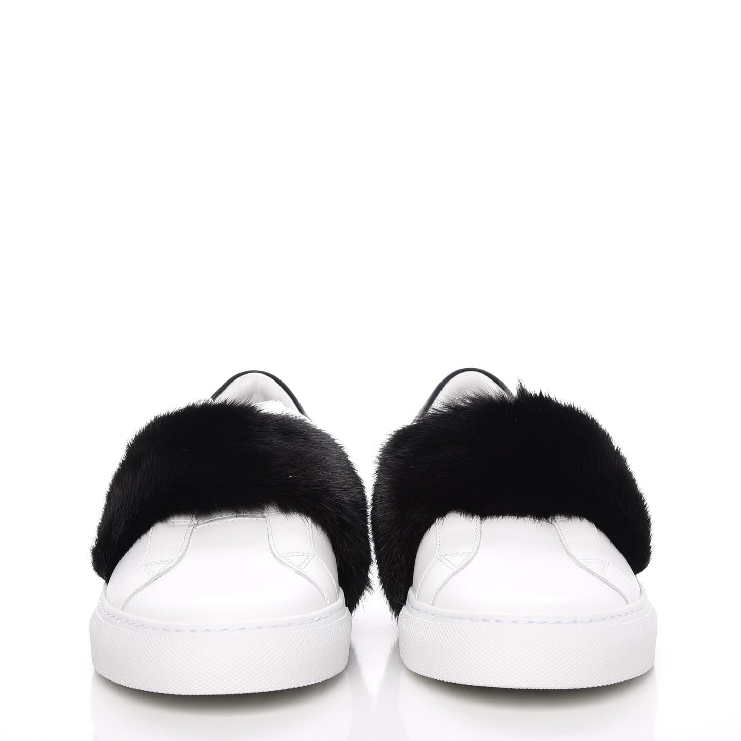 Calfskin Mink Fur Womens Urban Street Sneakers 41 White Black