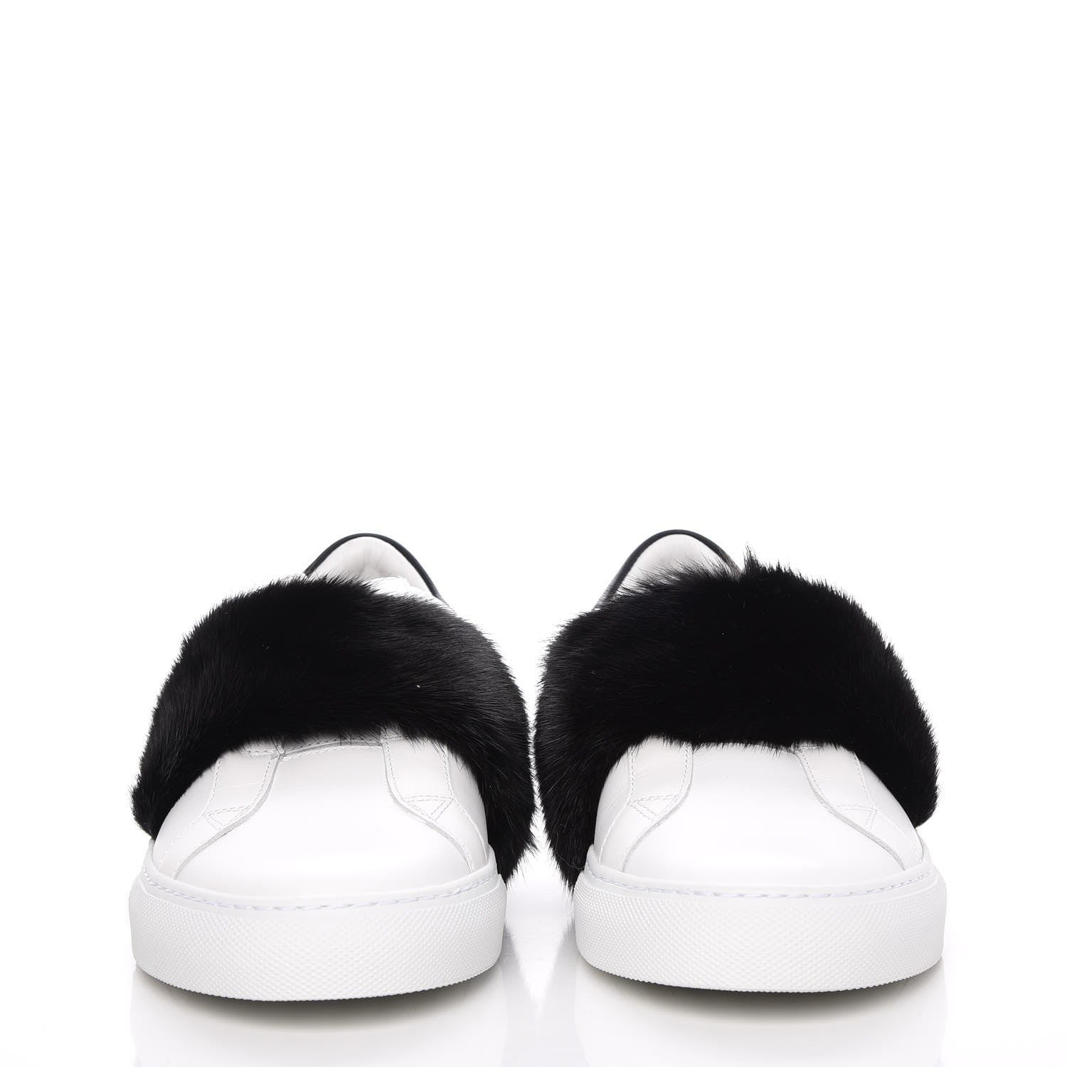 Givenchy Calfskin Mink Fur Womens Urban Street Sneakers 41 White Black 2 of 12