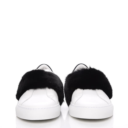 Givenchy Calfskin Mink Fur Womens Urban Street Sneakers 41 White Black 2 of 12