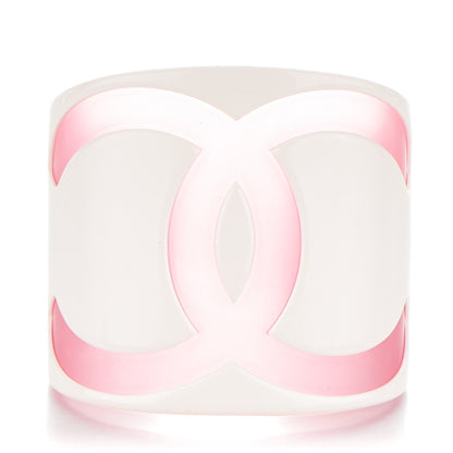 Chanel Resin CC Wide Cuff White Pink 1 of 4