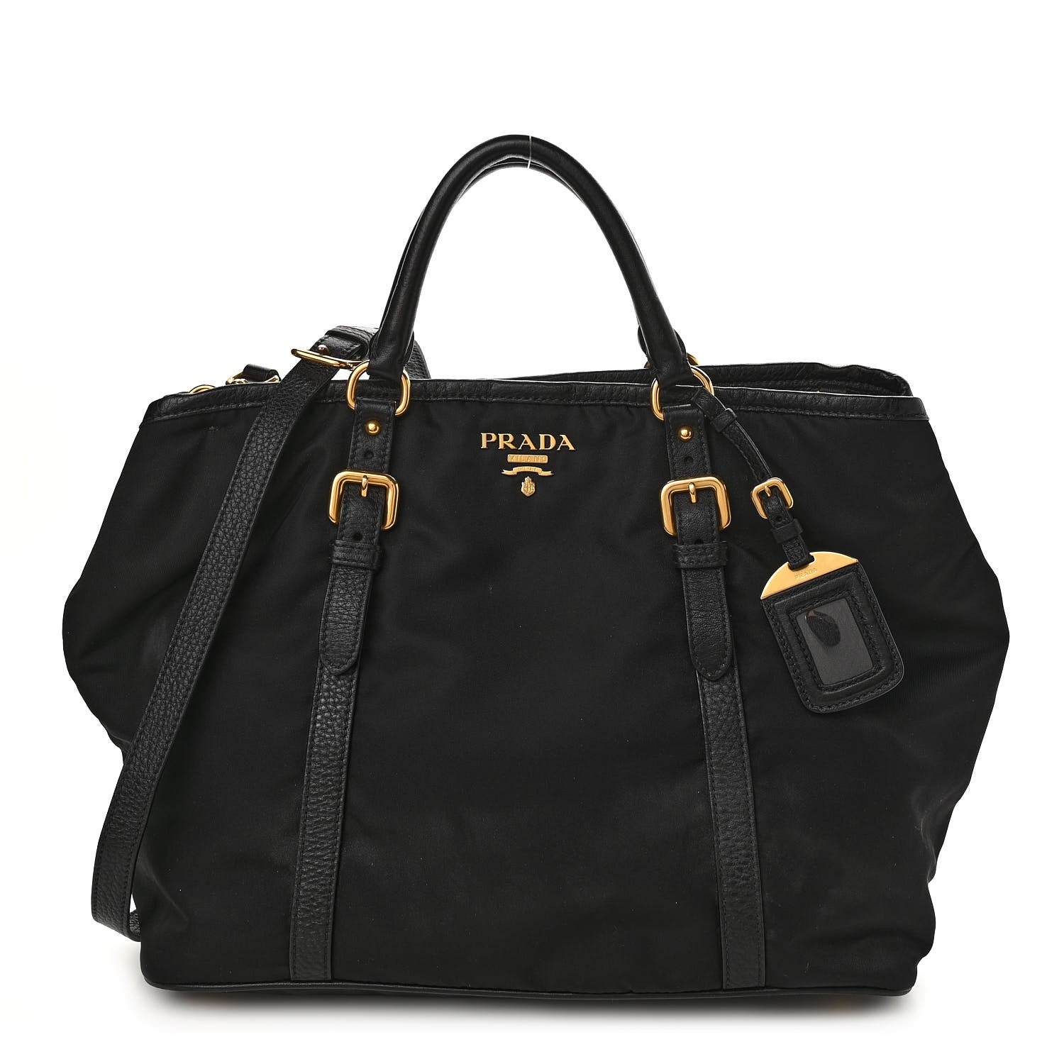 Prada Tessuto Nylon Vitello Daino Tote Black 1 of 12