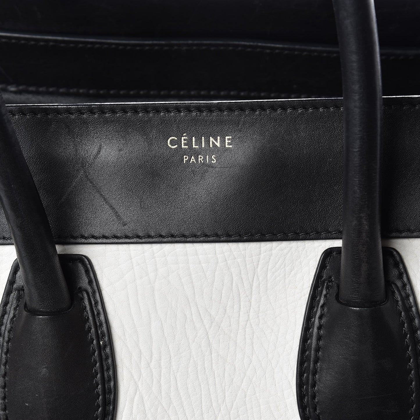 Smooth Calfskin Shrunken Lambskin Mini Bi-Color Luggage Black White