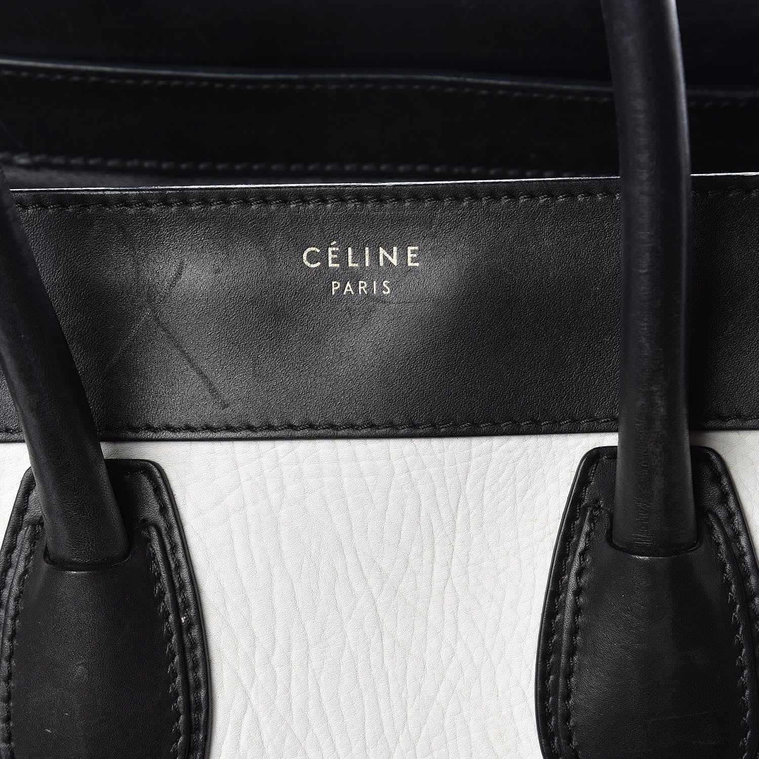 Celine Smooth Calfskin Shrunken Lambskin Mini Bi-Color Luggage Black White 20 of 31