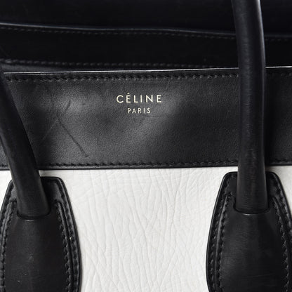 Celine Smooth Calfskin Shrunken Lambskin Mini Bi-Color Luggage Black White 20 of 31