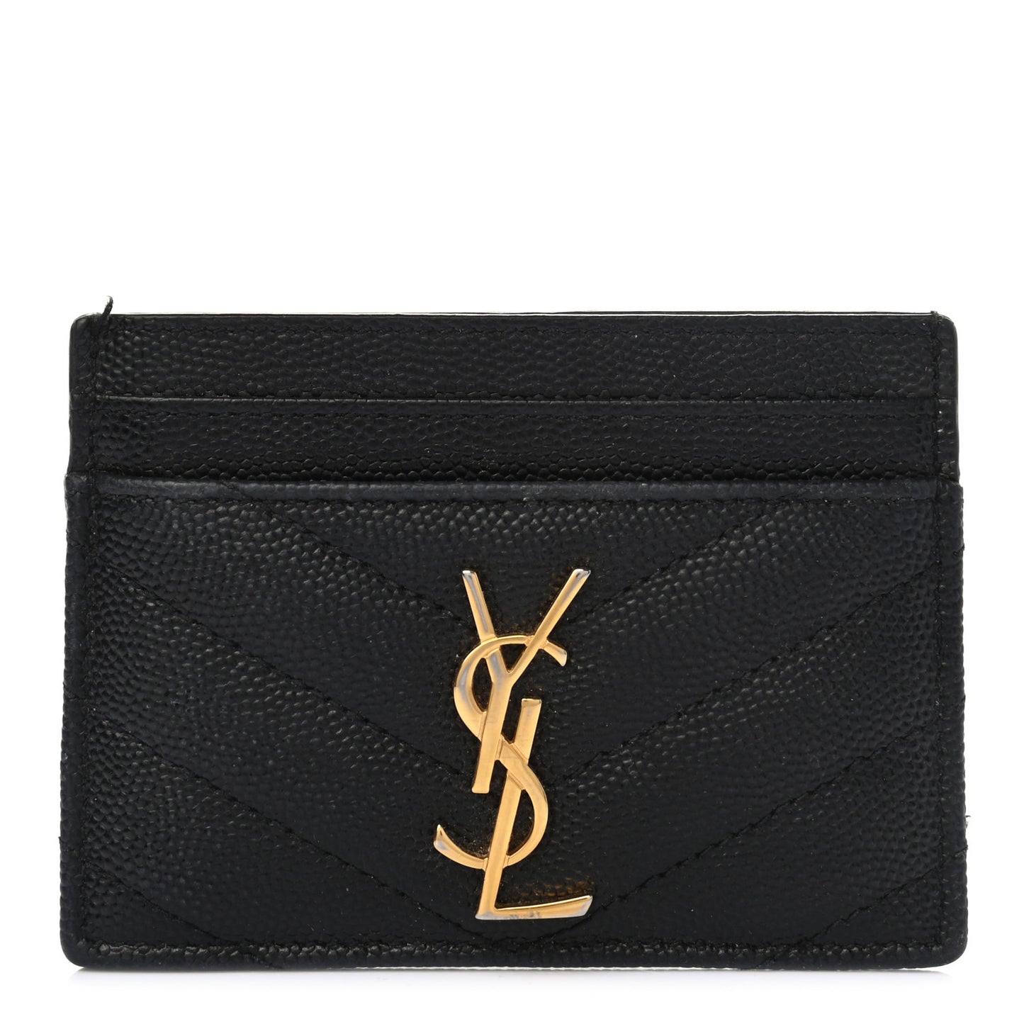 Grain De Poudre Matelasse Chevron Monogram Credit Card Case Black
