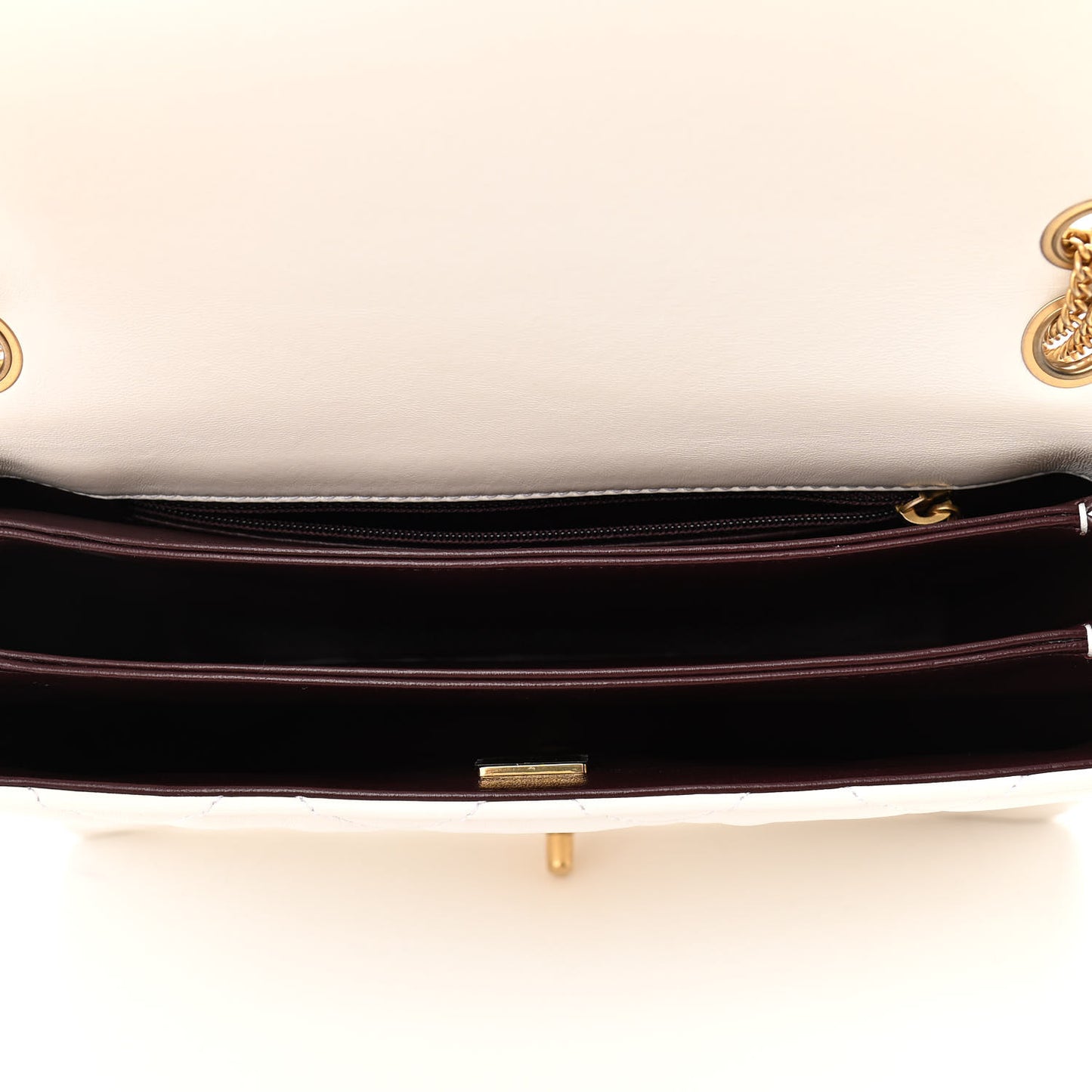 Lambskin Quilted Chain Flap White