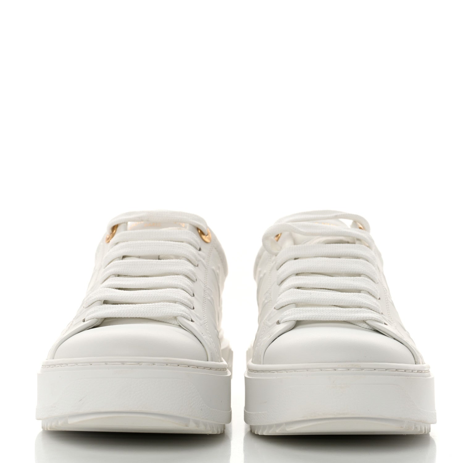 Louis Vuitton Lambskin Embossed Monogram Time Out Sneakers 36.5 White 2 of 8
