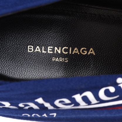 Balenciaga Jersey Crepe Political Campaign Logo Knife 115 Pointed Pumps 38 Pacifique White Rouge 8 of 10