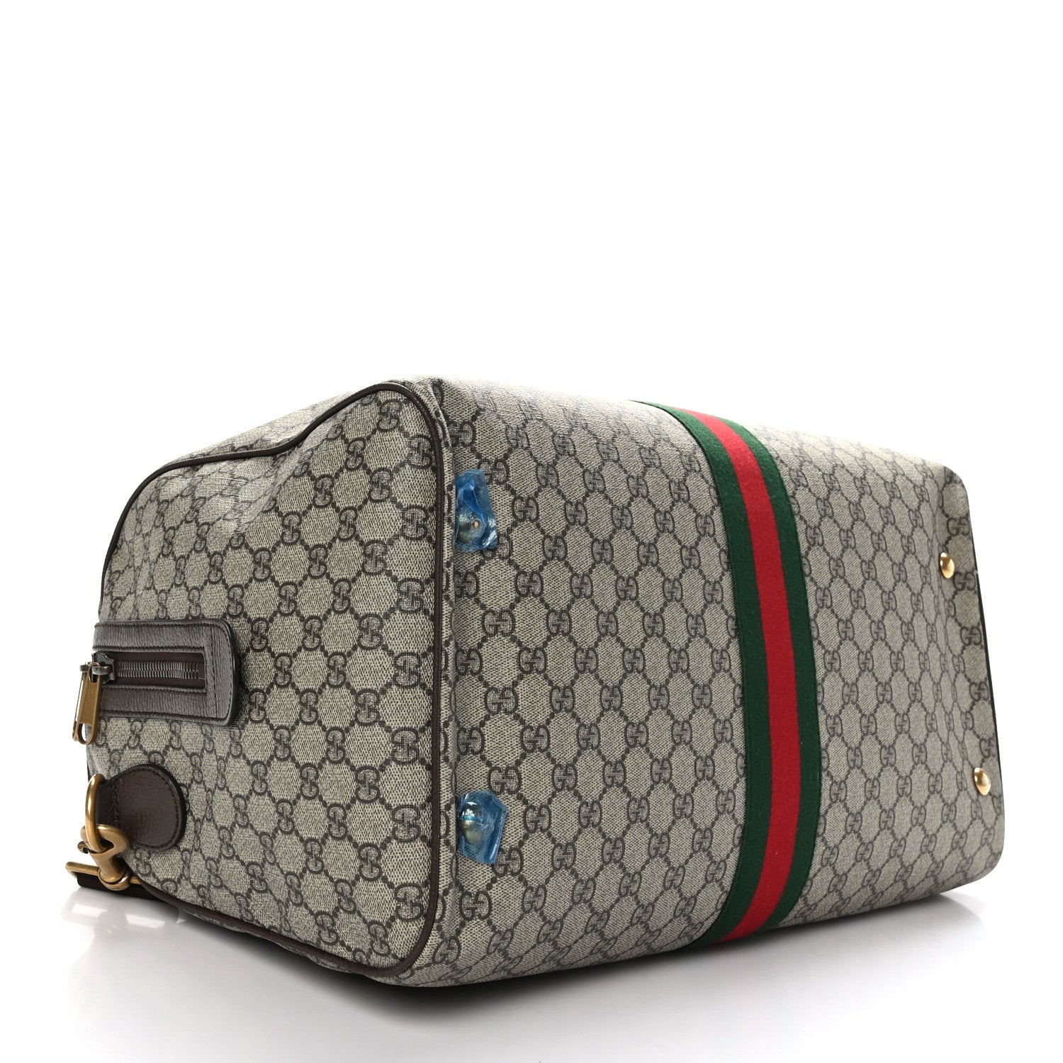 Gucci GG Supreme Monogram Textured Dollar Calfskin Web Medium Ophidia Carry-On Duffle Bag Beige Ebony New Acero 3 of 9