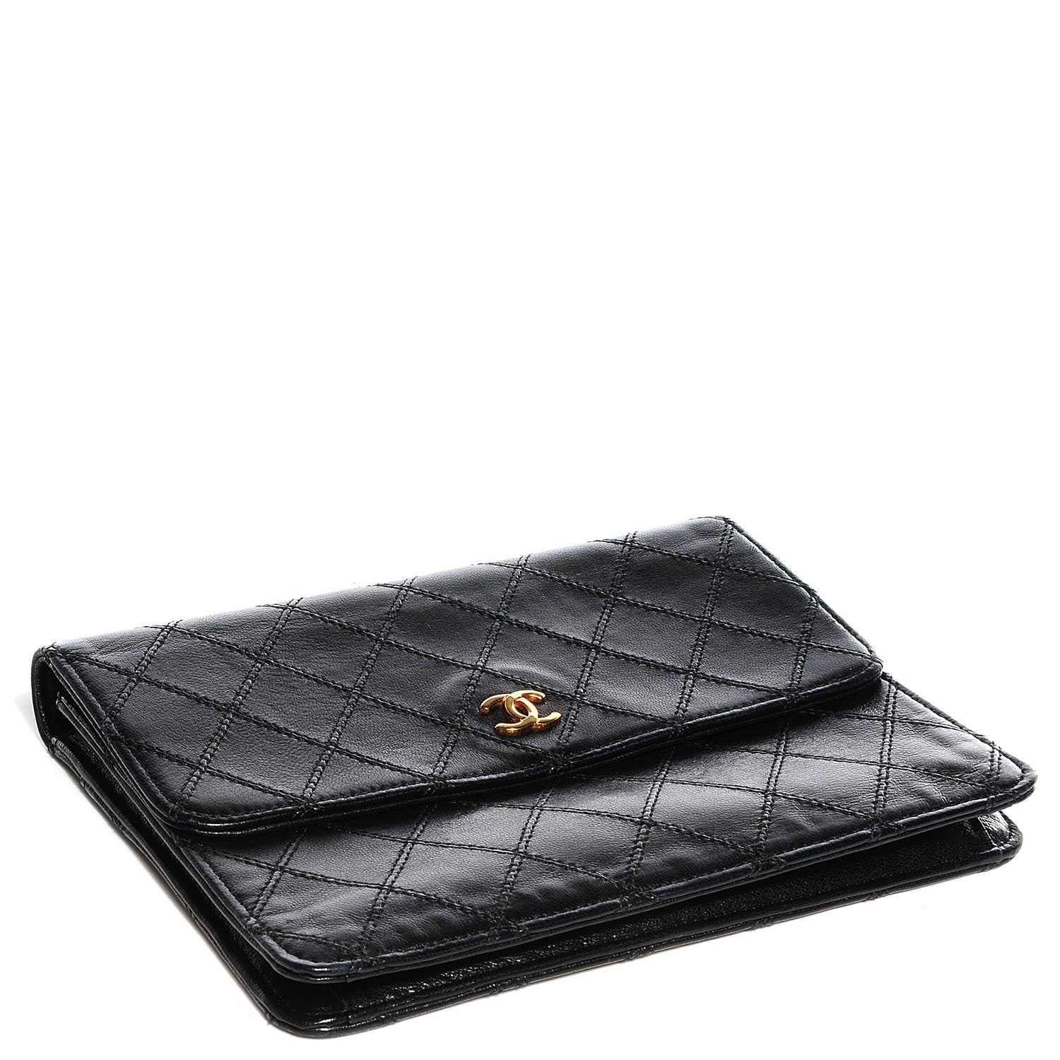 Chanel Lambskin Diamond Stitch Compact Wallet Black 4 of 8