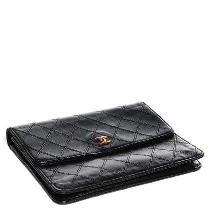 Chanel Lambskin Diamond Stitch Compact Wallet Black 4 of 8