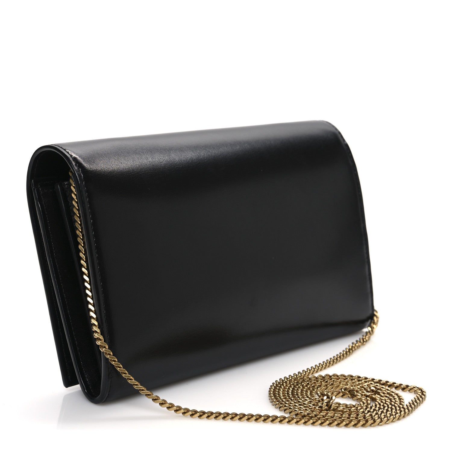 Saint Laurent Glossy Calfskin Monogram Chain Wallet Black 3 of 10