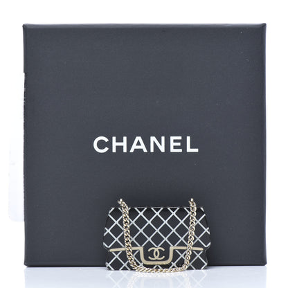 Chanel Resin Flap Bag Brooch Gold Black White 5 of 5