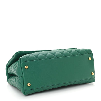 Chanel Caviar Quilted Small Coco Handle Flap Green 4 of 10
