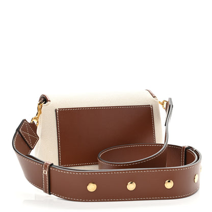 Burberry Calfskin Canvas Horseferry Print Hackberry Crossbody Bag Natural Tan 3 of 10