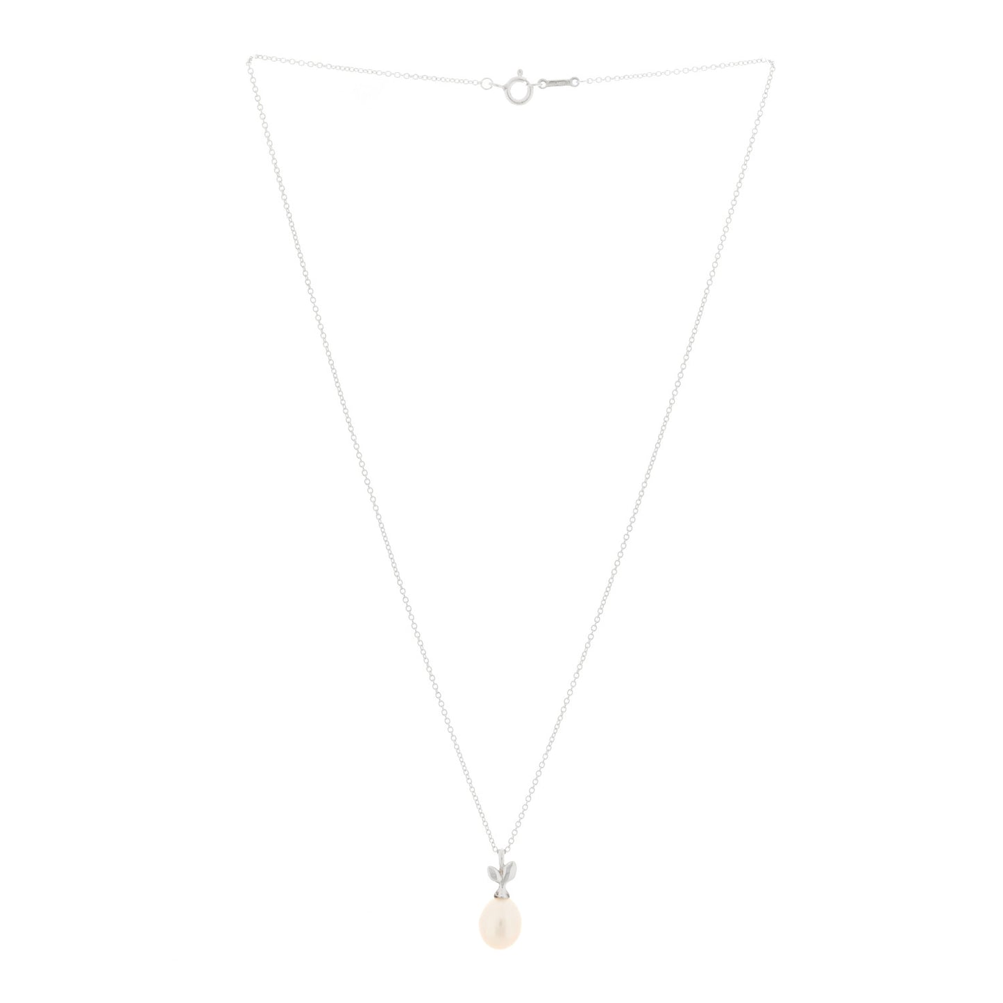 Sterling Silver Pearl Paloma Picasso Olive Leaf Drop Pendant Necklace