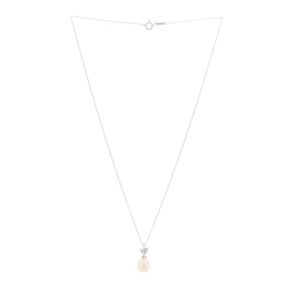Tiffany Sterling Silver Pearl Paloma Picasso Olive Leaf Drop Pendant Necklace 2 of 4