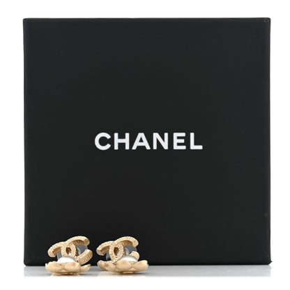 Chanel Pearl Camellia CC Drop Earrings Gold 5 of 5