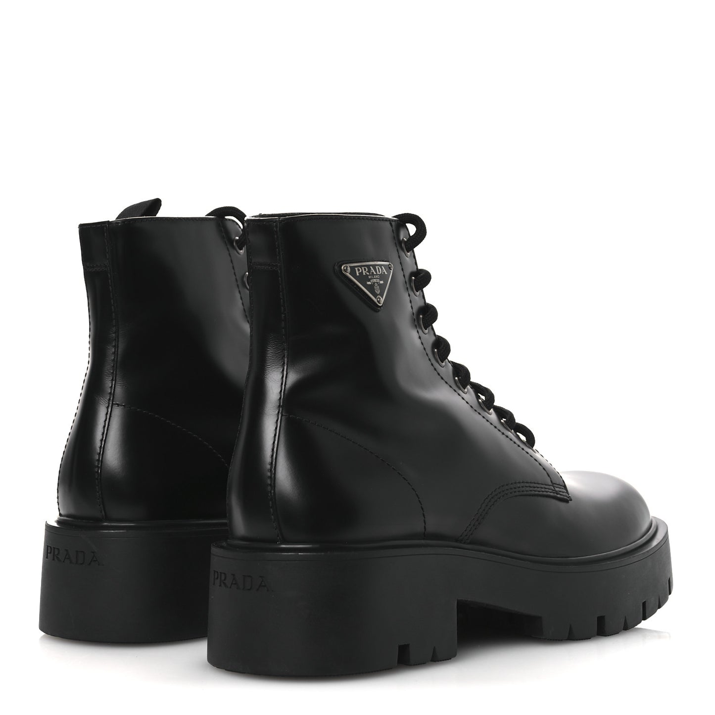 Brushed Calfskin Triangle Mens Lace Up Boots 8.5 Black