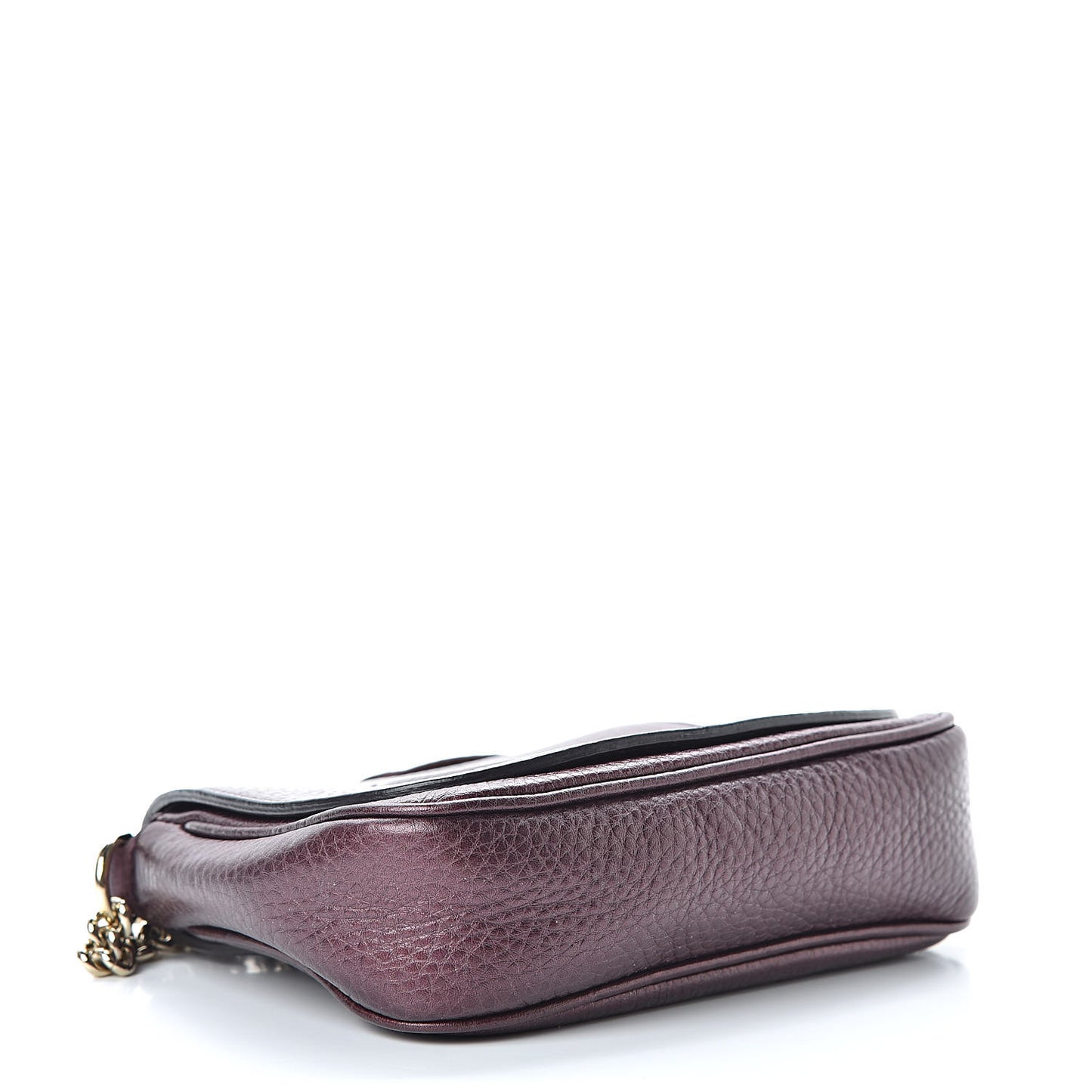 Metallic Pebbled Calfskin Small Soho Flap Crossbody Burgundy