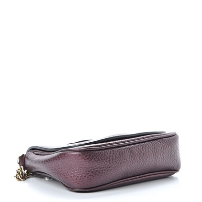 Gucci Metallic Pebbled Calfskin Small Soho Flap Crossbody Burgundy 4 of 14