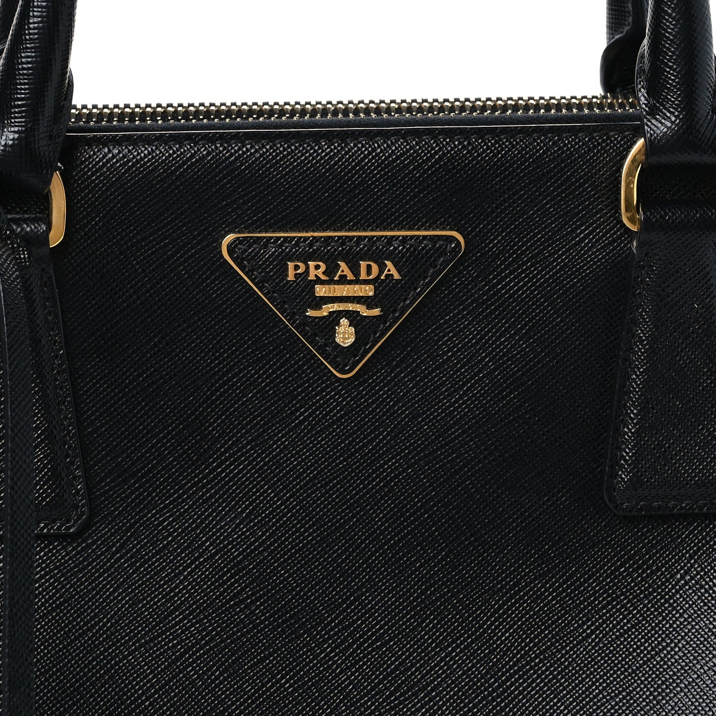 Saffiano Lux Medium Galleria Double Zip Tote Black