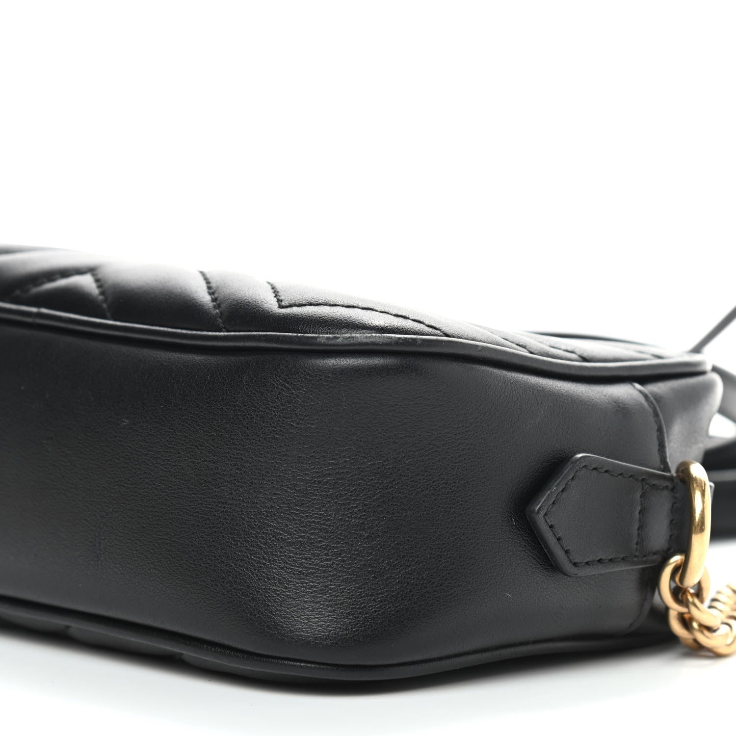 Gucci Calfskin Matelasse Mini GG Marmont Chain Shoulder Bag Black 9 of 9