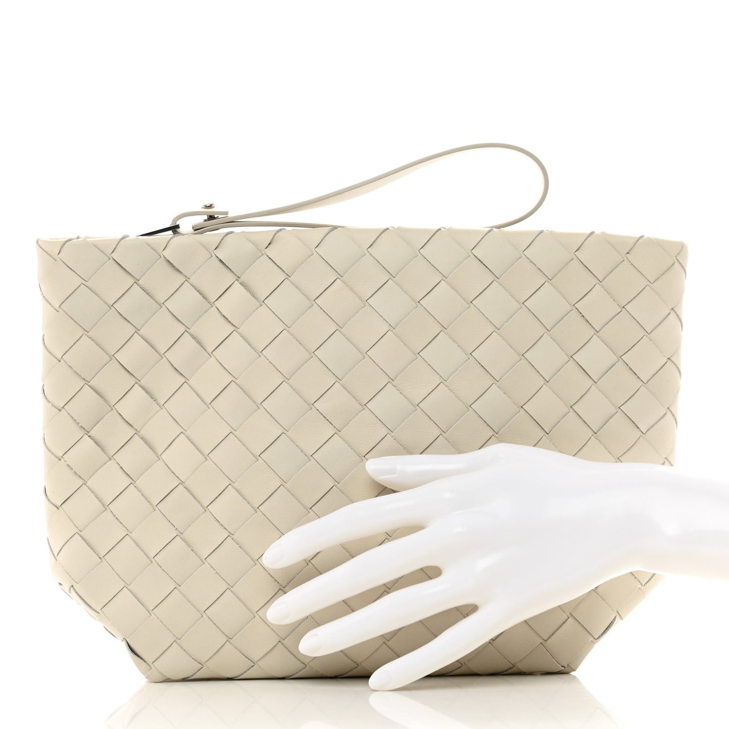 Nappa Intrecciato Wristlet Pouch Clutch Plaster
