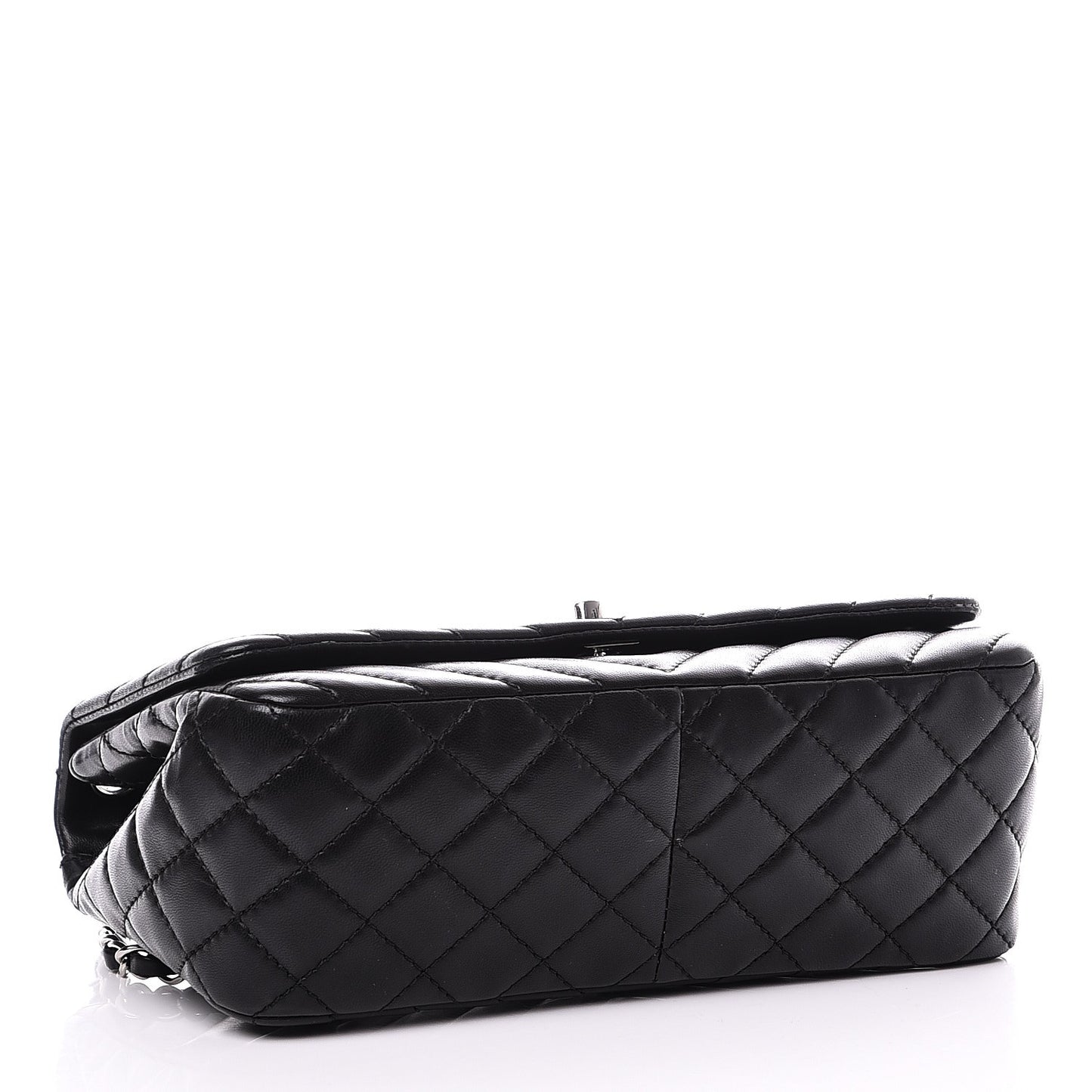 Lambskin Surpique Chevron Medium Single Flap Black
