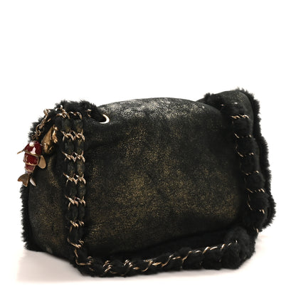 Chanel Metallic Lambskin Shearling Flap Gold Black 3 of 11