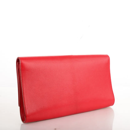 Saint Laurent Goatskin Monogram Large Belle De Jour Clutch Red 3 of 7